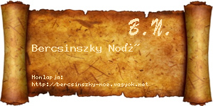 Bercsinszky Noé névjegykártya
